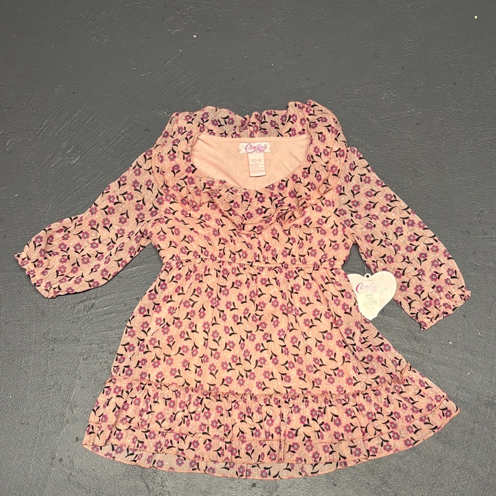 NWT- new Floral Pink Dress with Ruffle Details